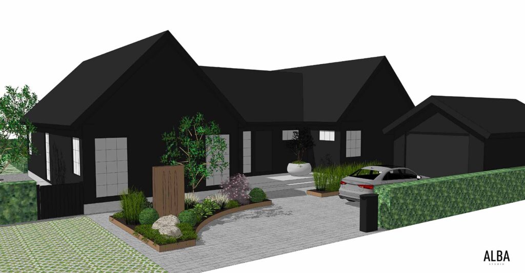 Villaträdgård i Löddeköpinge med pool, pergola, utekök och ett härligt uterum